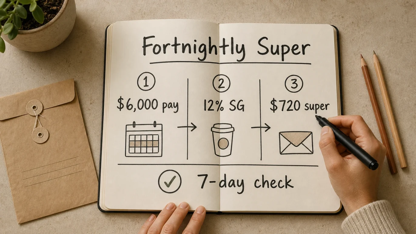 Fortnightly Payday Super calculation for a cafe pay run