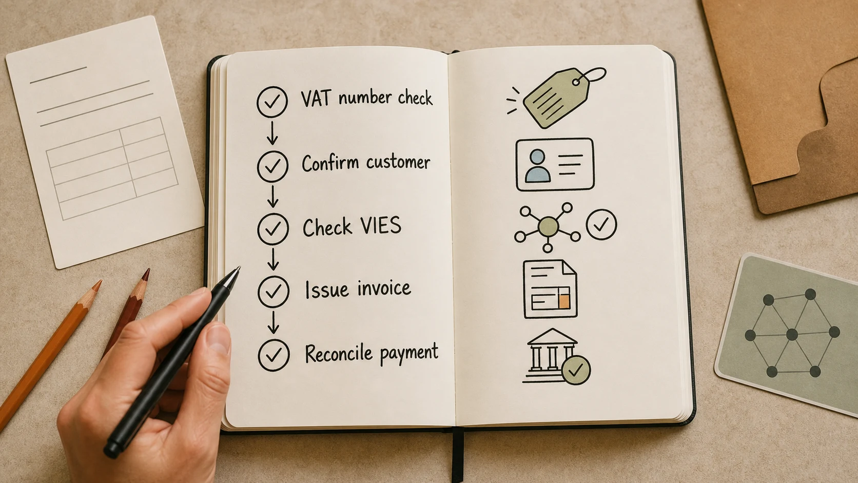 VAT number check workflow before issuing an invoice
