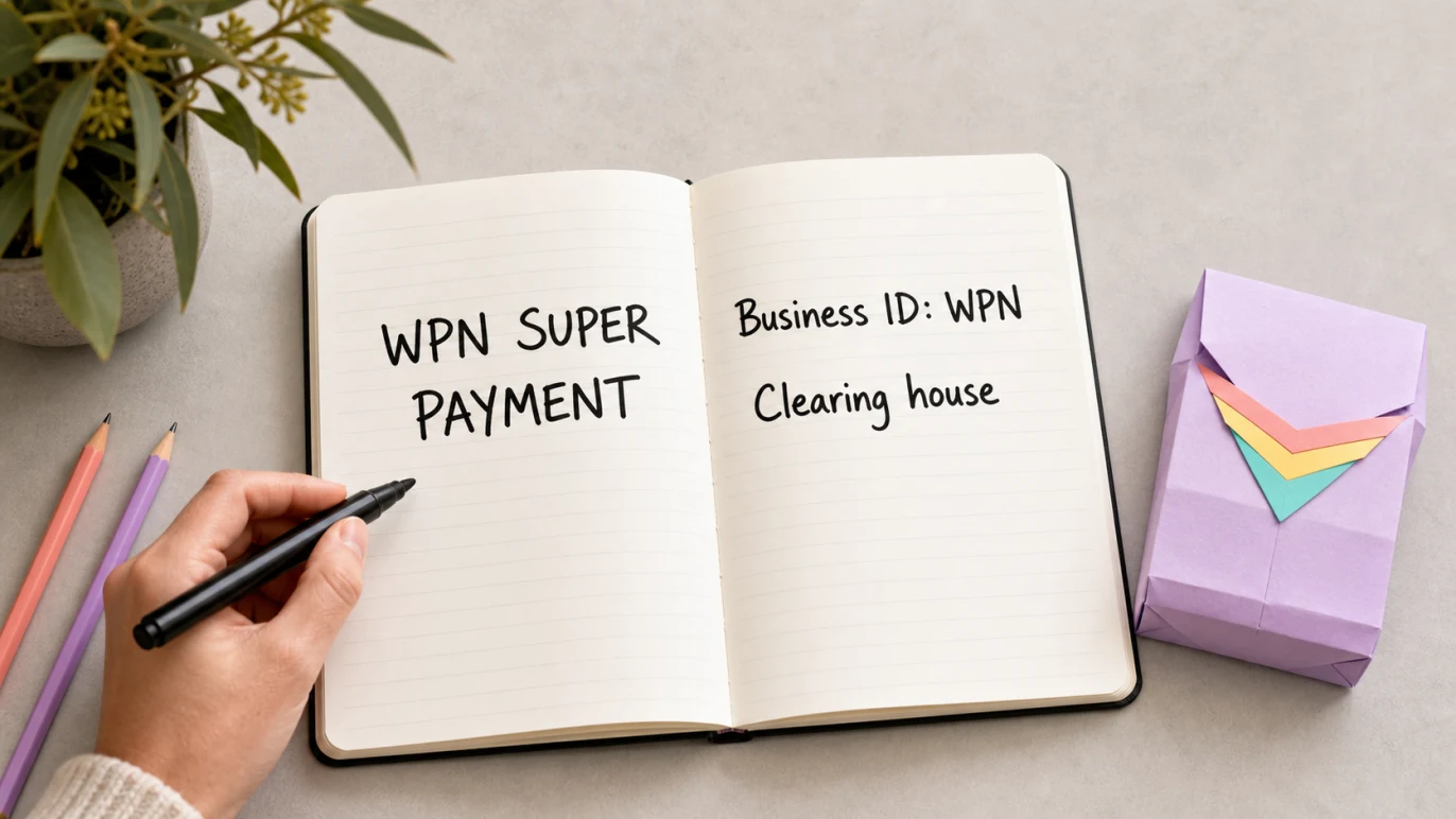 WPN super payment workflow showing WPN as the business identifier for clearing house payments