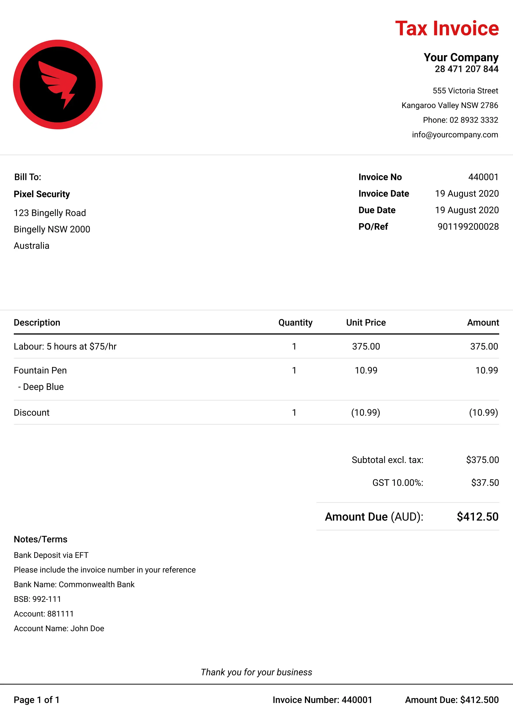 invoice template 1