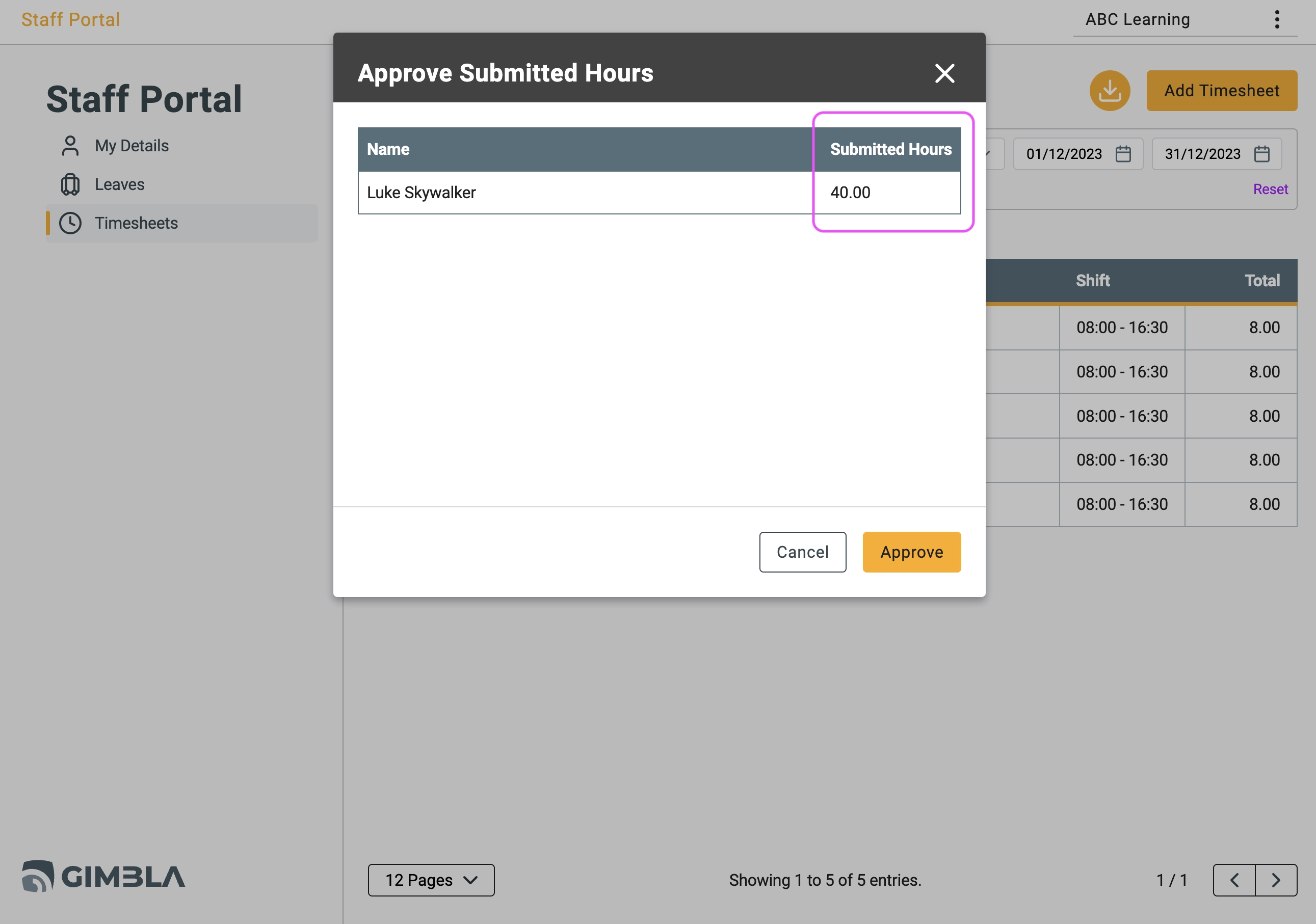 Timesheet (Add & Approve)