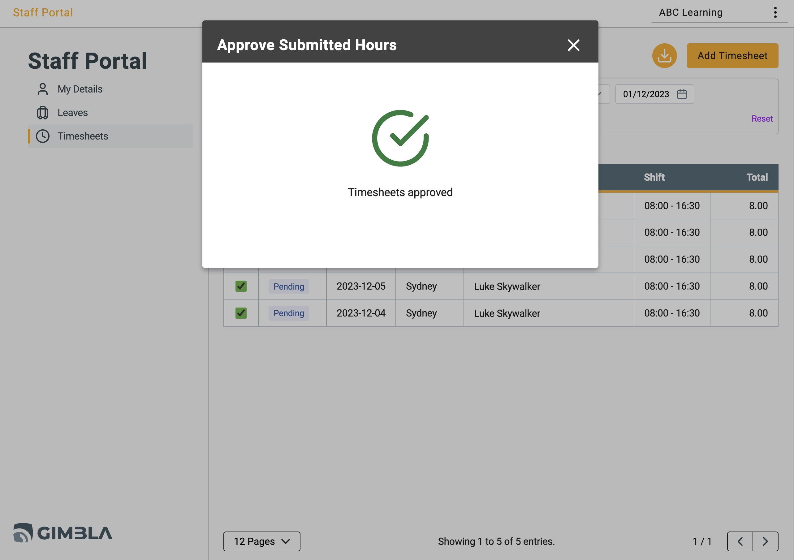 Timesheet (Add & Approve)